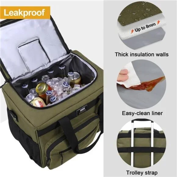30L Extra Large Soft Cooler Bag with Bottle Opener for Camping Beach BBQ Grocery